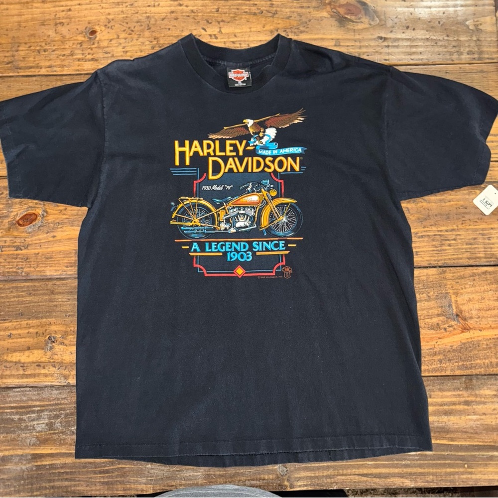 Vintage 1988 Harley Davidson Holoubek Eagle Motorcycle Tee Size XL
